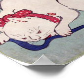 White Cat Playing with a String, Hiroshige Poster (Ecke)