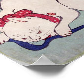 White Cat Playing with a String, Hiroshige Poster (Ecke)