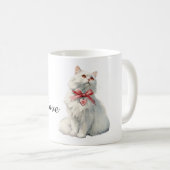White Cat Red Bow Heart Charm Kaffeetasse (VorderseiteRechts)