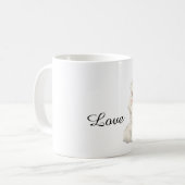 White Cat Red Bow Heart Charm Kaffeetasse (Vorderseite Links)