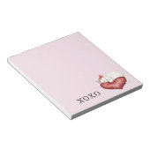 White Cat Red Heart Pillow Notizblock (angewinkelt)