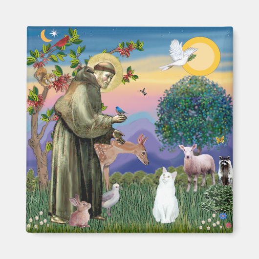 White Cat - Saint Francis Magnet (Vorne)