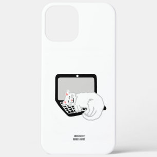 White Cat Schlafen auf Laptop iPhone 12 Pro Max Case-Mate iPhone Hülle