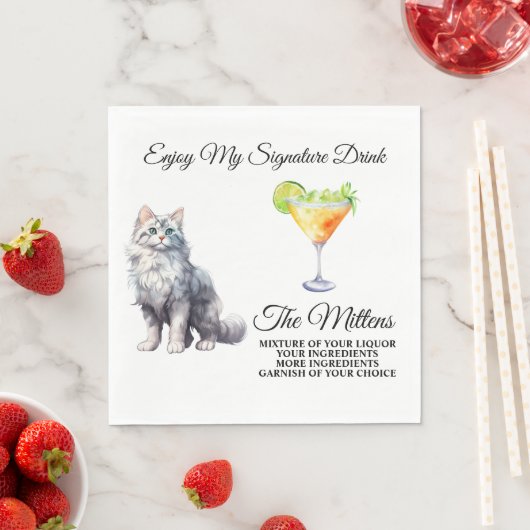 White Cat Signature Drink Hochzeitsnadel Serviette (Beispiel)