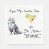 White Cat Signature Drink Hochzeitsnadel Serviette (Vorderseite)