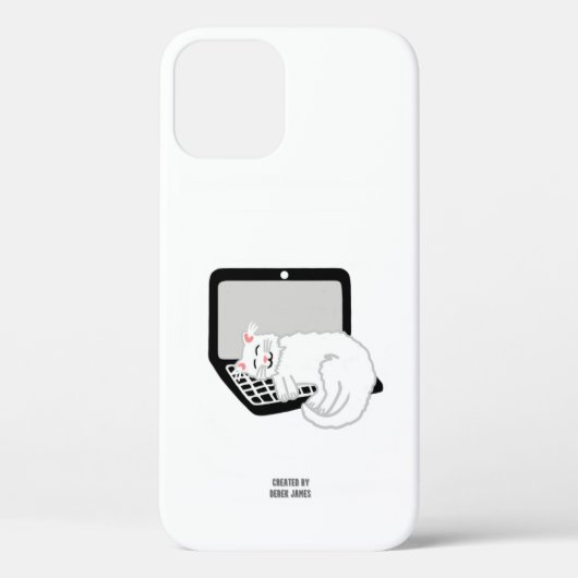 White Cat Sleeping on Laptop Apple iPhone 12 Fall Case-Mate iPhone Hülle (Rückseite)