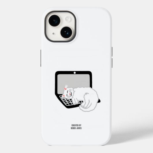White Cat Sleeping on Laptop Apple iPhone 14 Fall Case-Mate iPhone Hülle (Rückseite)