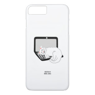 White Cat Sleeping on Laptop iPhone 8/7 Plus Fall Case-Mate iPhone Hülle