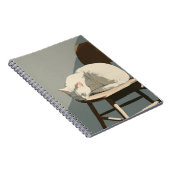 White Cat Sunbeam Holzstuhl Notebook Notizblock (Rechte Seite)