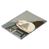 White Cat Sunbeam Holzstuhl Notebook Notizblock (Linke Seite)