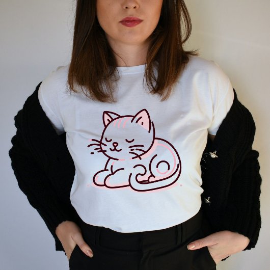 White Cat T - Shirt - Kunststil & Chic - witzig