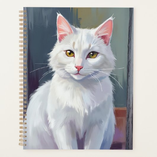 White Cat | Watercolor Cat Pet Painting Planer (Vorderseite)