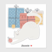 White Cat Weihnachtsbällchen Geschenke präsentiere Aufkleber (Blatt)