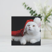 White Cat Weihnachtskarte Karte (Stehend Vorderseite)