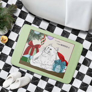 White Cat Weihnachtsschmuck Funny Badematte