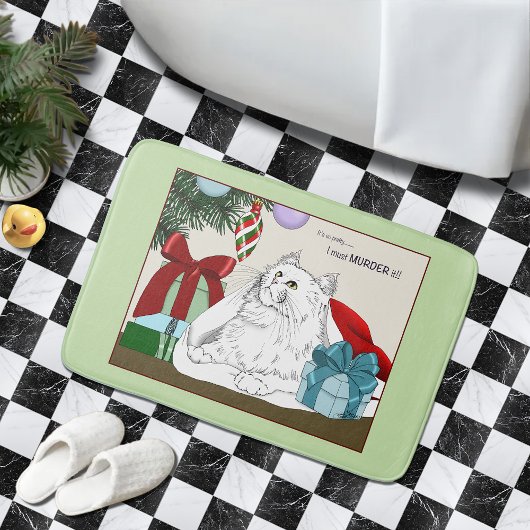 White Cat Weihnachtsschmuck Funny Badematte