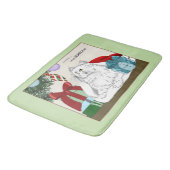 White Cat Weihnachtsschmuck Funny Badematte (Schrägansicht)