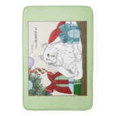 White Cat Weihnachtsschmuck Funny Badematte (Vorderseite Vertikal)