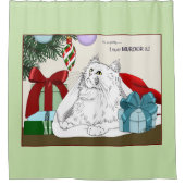 White Cat Weihnachtsschmuck Funny Duschvorhang (Vorderseite)
