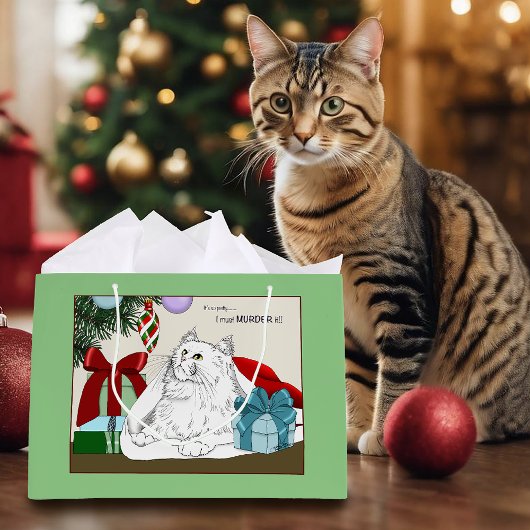 White Cat Weihnachtsschmuck Funny Große Geschenktüte