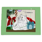 White Cat Weihnachtsschmuck Funny Große Geschenktüte (Vorderseite)
