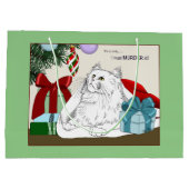 White Cat Weihnachtsschmuck Funny Große Geschenktüte (Rückseite)