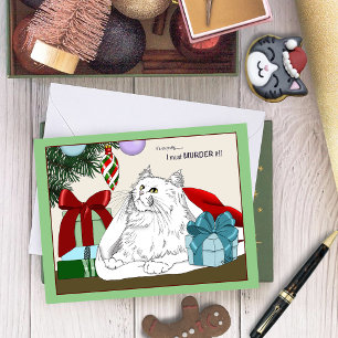 White Cat Weihnachtsschmuck Funny Karte