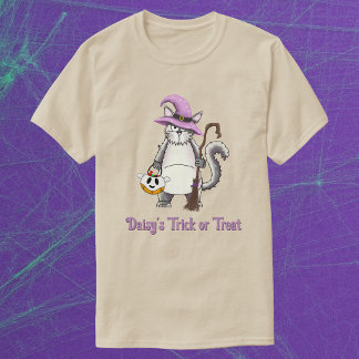 White Cat Witch Whimsical Halloween Treat Unisex T-Shirt