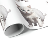 White Cat with Subtle Gray Tabby Markings Geschenkpapier (Rolleneckpunkt)