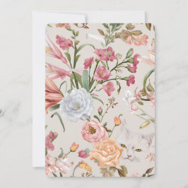White Cats Pink Roses Floral Flat Thank You Card Feiertagskarte