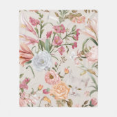 White Cats Pink Roses Floral Fleecedecke (Vorderseite)