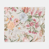 White Cats Pink Roses Floral Fleecedecke (Vorderseite (Horizontal))