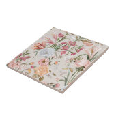 White Cats Pink Roses Floral  Fliese (Seite)