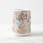 White Cats Pink Roses Floral Kaffeetasse (Mittel)