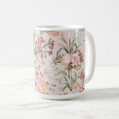 White Cats Pink Roses Floral Kaffeetasse (VorderseiteRechts)
