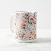 White Cats Pink Roses Floral Kaffeetasse (Vorderseite Links)