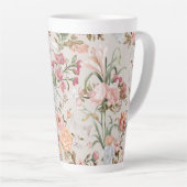 White Cats Pink Roses Floral  Milchtasse (Rechte Ecke)