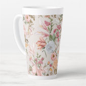 White Cats Pink Roses Floral  Milchtasse (Linke Ecke)