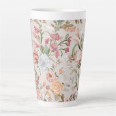 White Cats Pink Roses Floral  Milchtasse (Vorderseite)