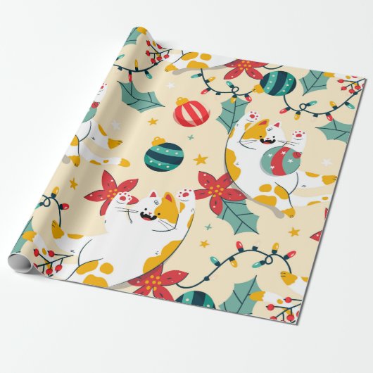 White Cats Wrapping Paper Geschenkpapier (Ungerollt)