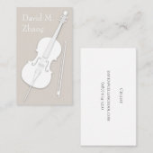 White Cello & Bow Einfach eleganter String Player Visitenkarte (Vorne/Hinten)