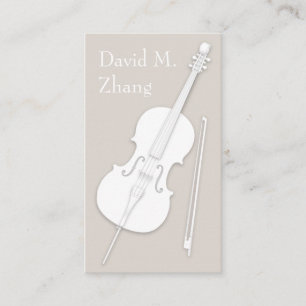 White Cello & Bow Einfach eleganter String Player Visitenkarte