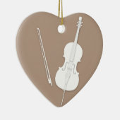 White Cello & Bow Kaffee Brown Custom Heart Keramik Ornament (Rechts)