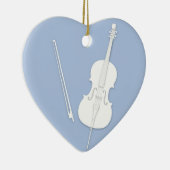 White Cello & Bow Light Blue Custom Heart Keramik Keramik Ornament (Rechts)