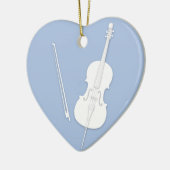 White Cello & Bow Light Blue Custom Heart Keramik Keramik Ornament (Links)
