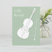 White Cello & Bow Music Erwägungsgrund Concept Pea Einladung (Stehend Vorderseite)
