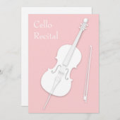 White Cello & Bow Music Erwägungsgrund Konzert Ros Einladung (Vorne/Hinten)