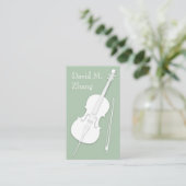 White Cello & Bow Pea Green String Player Lehrer Visitenkarte (Stehend Vorderseite)