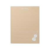 White Cello & Bow Personalisiert Music Class Beige Notizblock (Rotiert)