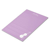 White Cello & Bow Personalisiert Music Class Lilac Notizblock (angewinkelt)
